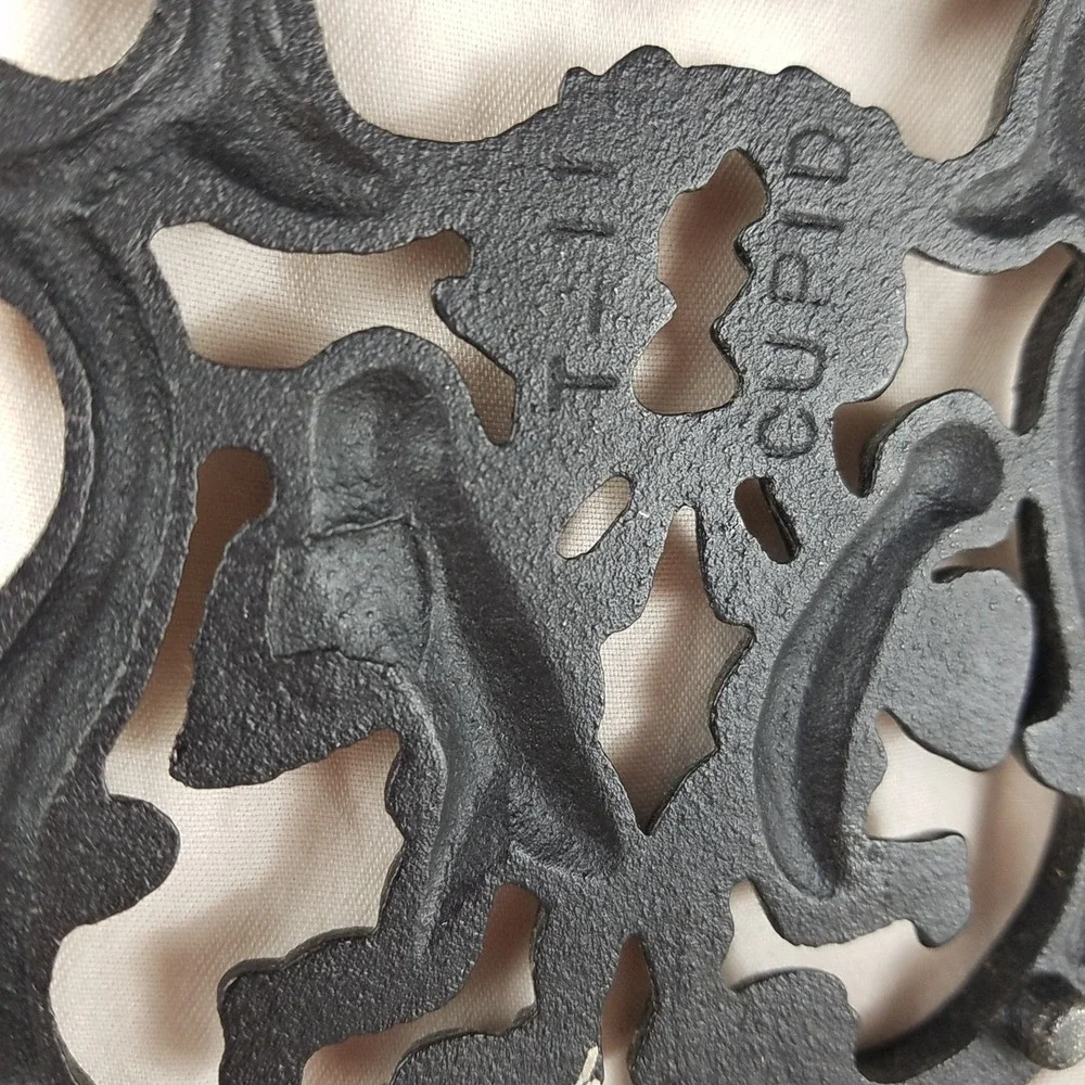 Vintage 1955 Cast Iron Trivet T-11 Cupid Sailor Cherub Black Metal Hot Plate 8.5